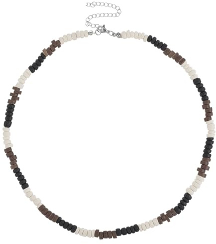 Mabor Summer Surferkette Herren，Muschelkette Damen Kokosnussschalen Holzkette Surferkette Herren Muschel Choker Kette Beach Schmuck Perlenschmuck