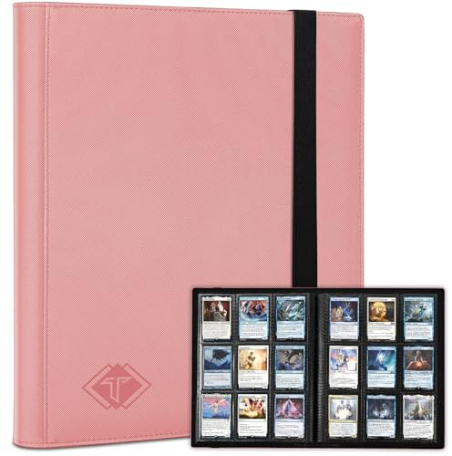 9 Pocket Card Binder,PU Card Ablums,Trading Card Binder Holder,432 Side Loading Pockets Sports Card Book Card Folder Card Album Card Holder Fit for MTG Football Play Cards (Pink)