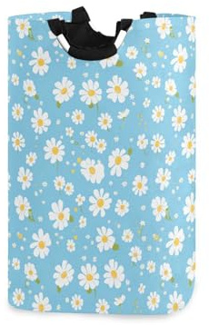 Semplici cesti portabiancheria Blue Daisy, cesta portabiancheria pieghevole e impermeabile con manici con manico robusto vasca tela esterna per coperta casa foglio cubbie
