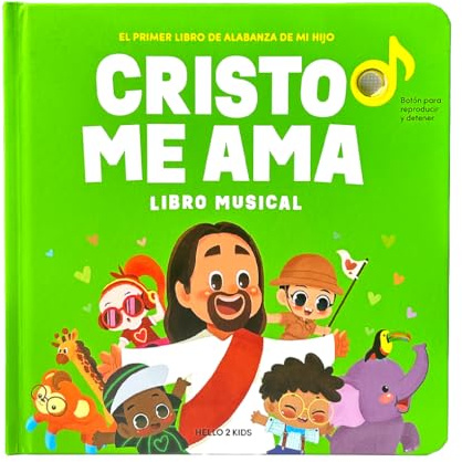 Cristo Me AMA - Libro de sonido cristiano para niños, 6 canciones bíblicas en español, bautizo, regalos de bautizo para niños y niñas, juguetes religiosos, libros de música interactivos para bebés y