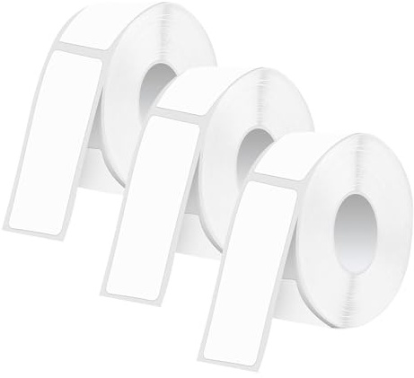 HDFHDF 3 Bände Etiketten Wärmeempfindliche Aufkleber Etiketten Selbstklebend Drucker Zuhause Schule Büro 12 * 40mm 160 Stück Pro Stück Wasserdicht Weiß