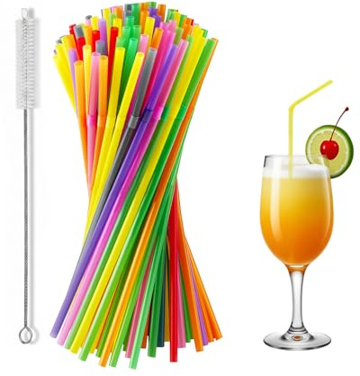 HOXATYP 100 Wiederverwendbare Trinkhalme aus PP,210mm,Biegbare Mehrweg Strohhalme BPA-frei,5mm Trinkröhrchen für Smoothies, Säfte und Cocktails