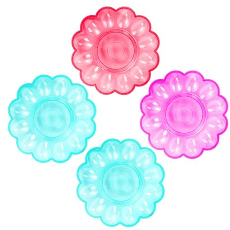 GOOHOCHY Contenitore per Uova 4 Pezzi, Vassoio Portauova Plastica, Design Ragionevole Anti-caduta, 24x24x3cm, Colore Casuale, per Conservazione in Frigo