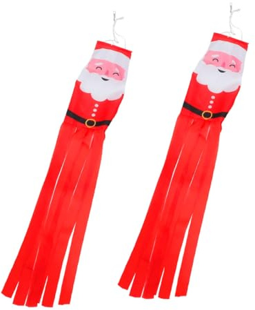 SUPVOX Weihnachts Windsack Hängeornament 2 Stück Outdoor Windsack Flagge aus Leichtem Material Wetterbeständig Dekoration für Garten Terrasse und Weihnachtsfeier