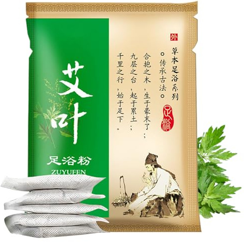 Trempage des pieds, 100 sacs de trempage de spa pour les pieds en poudre d'armoise naturelle, à base plantes portables jetables pour les voyages à domicile...
