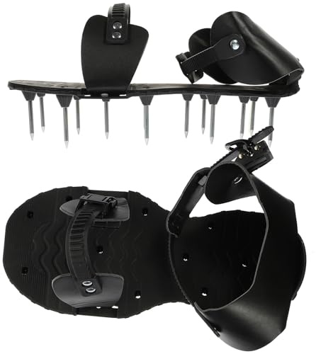 Angoily Zapatos Aireadores para Césped Púas Ajustables, Sandalias Aireadoras de Jardín en PU Resistente, Talla Única, Calzado para Aireación y Cuidado del Pasto en Exteriores