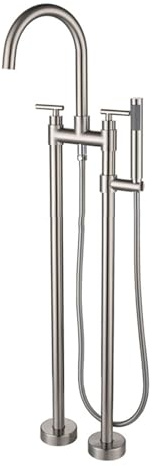 Grifo de Pie para Bañera Exenta Acero Inoxidable Grifo para Bañera de Baño-Cepillado