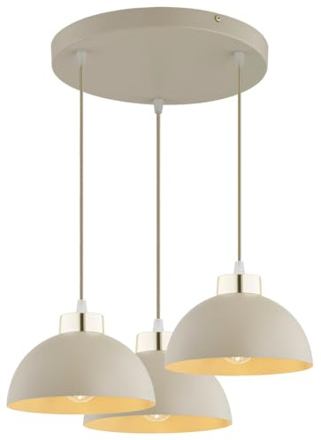 KAR LIGHTING Pendellampe 3-flammig Beige – Moon Ecru Kaschmir Leuchte aus Metall – E27 Lampen für Esszimmer oder Wohnzimmer – LED geeignet