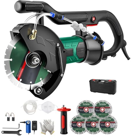 Rozadora De Paredes Eléctrica 2400w, Máquina Ranuradora De Hormigón Con 5 Cuchillas, Profundidad De Corte De 53 Mm, 7800r/min Para Mármol, Paredes Reforzadas Y Ranuras