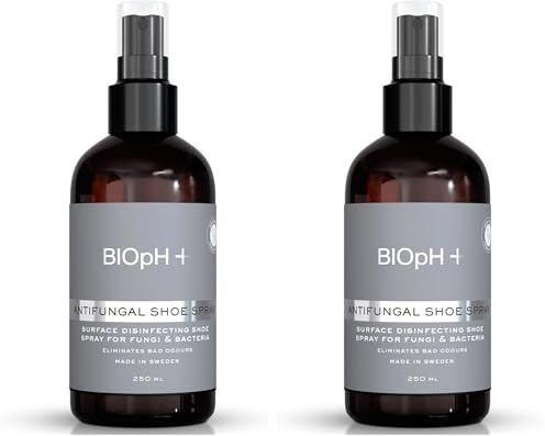 BIOpH+ Antimykotisches Schuhspray 250 ml – Beseitigt 99,9% der Pilze, die Fuß- & Nagelpilz verursachen, sowie geruchsbildende Bakterien (PACKUNG MIT 2)