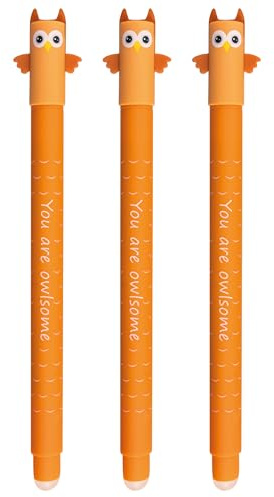 EBERHARD FABER - Tintenroller radierbar Animal Erase It Eule | 3 Gelschreiber blau 0,7 mm