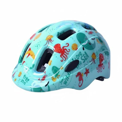 LOVIVER Children Headgear Kids Bike Helmet Skateboard Helmet Skating Helmet Toddler Helmet With PC Outer And Core Shock Absorbing Lightweight Half Shell, Cyan Ocean, One Size