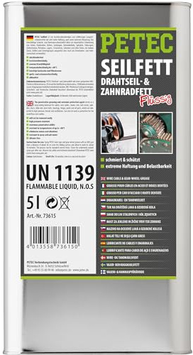 PETEC Seilfett Unterbodenschutz Hohlraum Schutz Drahtseilfett 5 Liter | Zahnradfett Schmierfett Kettenfett KFZ Korrosionsschutz Steinschlagschutz 73615