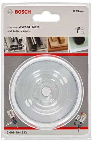 Bosch Professional 2608594232 Sega a Tazza for Wood & Metal, Legno e Metallo, Accessorio per Foratrice, Ø 79 mm
