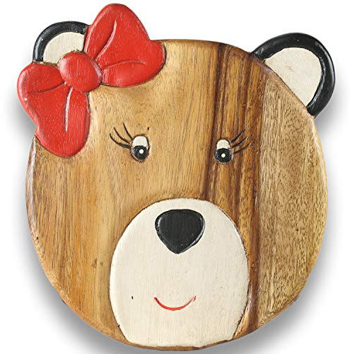 ART-CRAFT Vielseitiger Kinderhocker Holzhocker rund aus Massivholz Tiermotiv Wal mit vielen Einsatz Möglichkeiten