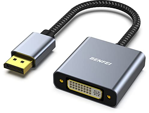 Adattatore DisplayPort a DVI,BENFEI da DP a DVI placcato in oro (maschio a femmina) compatibile per Lenovo, Dell, HP e altri marchi [Custodia in nylon e alluminio]