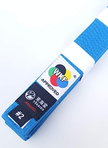 Tokaido Karate Belt, WKF Approved Sparring Blue Belt (#5/295cm - 116 inches)