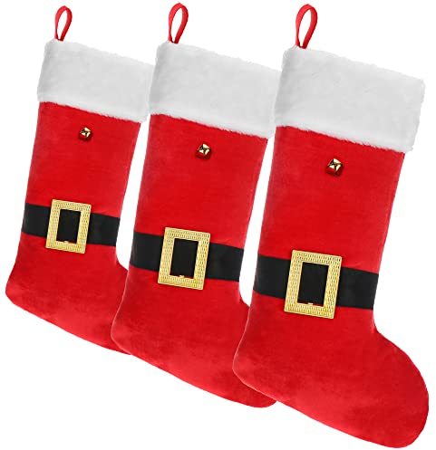 com-four® 3X Premium Santa Claus Media XL para Relleno - Calcetines navideños para Colgar - Bota de Santa Claus de Terciopelo - Decoración navideña