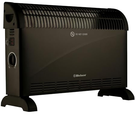 Belaco 2000W Electric Portable Convector Heater 3 adjustable heat settings fast heating space heater Manual Thermostat Black BS plug