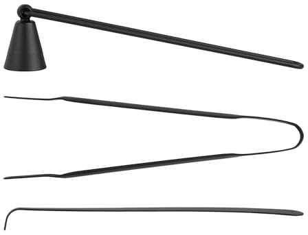 Esschert Design Kerzenpflegeset aus Eisen, schwarz, 3-teilig, inkl. Kerzenlöscher, Schöpflöffel und Dochtzange