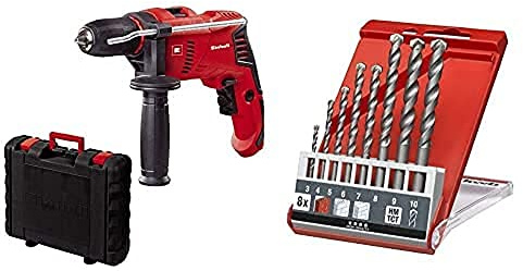 Einhell Schlagbohrmaschine TE-ID 500 E (500 W, Bohrleistung Ø Holz 25 mm, Beton 10 mm, Metall 8 mm, Koffer, inkl. 8-tlg. Steinbohrer-Satz)