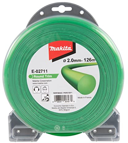 Makita E-02711 Mähfaden rund 2,0 mm x 126 m Round Trim Trimmerfaden, Nylon, grün, für Rasentrimmer und Freischneider