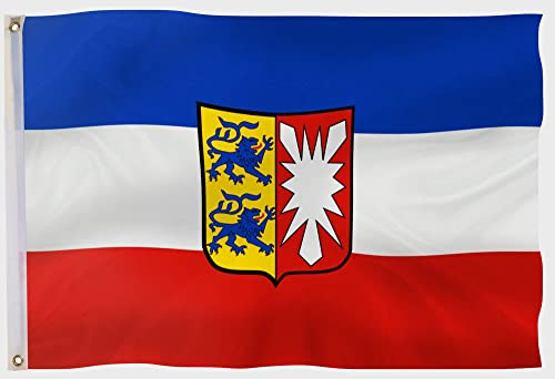 PHENO FLAGS Schleswig-Holstein Flagge 90x150cm - wetterbeständige Fahne mit Messingösen, 100% Polyester, robuste Doppelnaht & in lebendigen Farben - ideal für Flaggen-Liebhaber