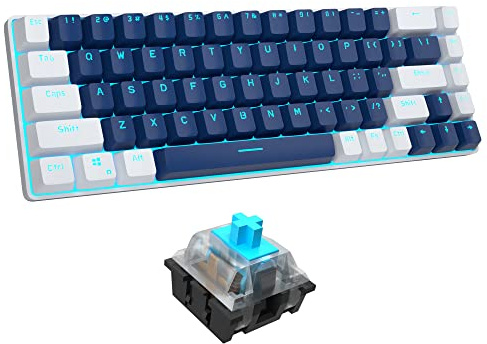 Teclado mecánico MK-Box al 60%, minimalista, retroiluminado azul, compacto, 68 teclas, para Windows, laptop y PC, Mac