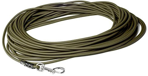Mystique® Biothane Schleppleine Feldleine rund 6mm Standard Karabiner in vielen Farben 5-30m Hundeleine (15m, Khaki)