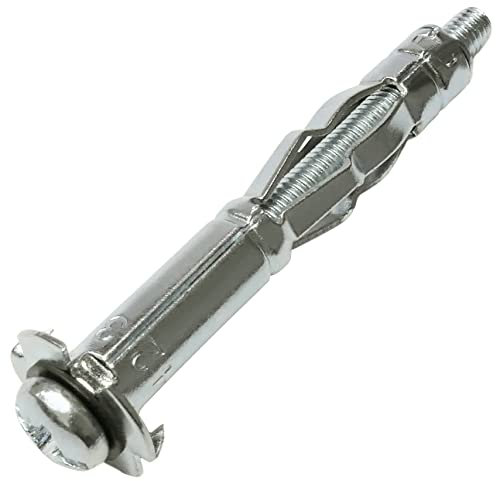 AERZETIX - C57424 - Lot de 10 Chevilles d'expansion Ø8x46 mm pour plaques de plâtre Corps Creux en métal - avec vis M4 - Fixation en cloison sèche - Couleur Argent