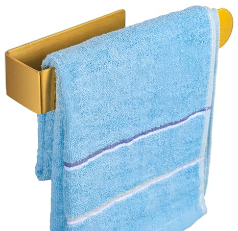 YUET Toalleros de Baño sin Taladro,Toallero Adhesivo Barra Anilla Acero Inoxidable SUS304 Barra Toallas Pared para Baño y Cocina Accesorios, Dorado