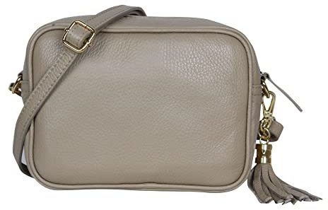 AMBRA Moda GLX8 - Damen Handtasche Umhängetasche Schultertasche Handytasche aus genarbtem Rindsleder