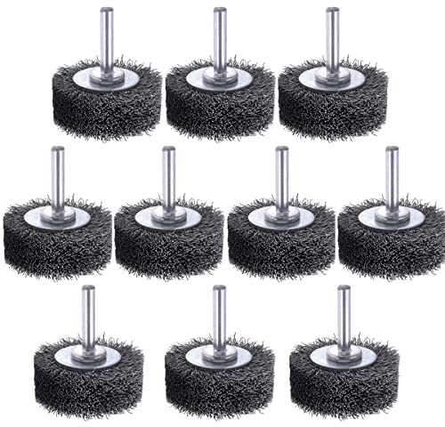 10 Pack Wire Wheel Brush Wire Wheel Brush for Drill Attachment, Rocaris 2 Inch Heavy Duty Wire Brushes Removal Paint Rust & Corrosion, 0.0118 Carbon Steel Wire, 1/4in Shank, 20000RPM