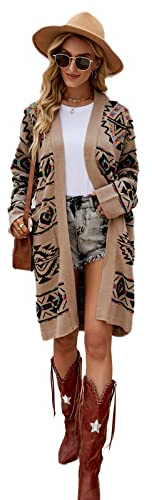 HEYPORK Damen Herbst Winter Warm Bequem Jacke Casual Mode übergangsjacke Mantel Frauen Herbst Winter Bauchfreie und Dünne Lange Jacke Aus Rautenstrick