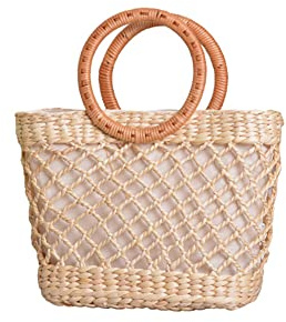Frauen Stroh Strand Tragetasche Damen Boho Sommer Strandtasche handgewebte Taschen Leichte Handtasche Urlaub große Kapazität Tote Einkaufstaschen für Strand Reisen