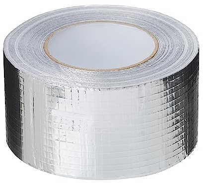 PROFIVENT.DE VERSTÄRKTES ALUMINIUMBAND Hitzebeständiges Wasserdichtes Alu Klebeband zum Reparieren von Metalloberflächen Dampfsperre Klebeband netzverstärkt Belüftung Isolierung (48mm/45m)