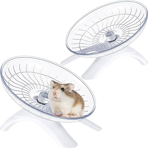 Thyle 2 Pieces Hamster Flying Saucer Silent Running Exercise Wheel Fitness Hamster Toys Silent Exercise Wheel for Hamsters Gerbils Mice Hedgehog Guinea Pig and Other Small Pets