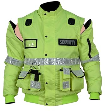 RAC3 Gilet da uomo 2 in 1 Oxford Security Doorman, giacca con maniche rimovibili, Giallo, S