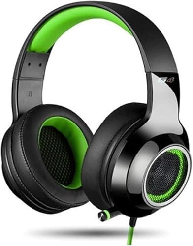 LEONYS Casque de jeu avec microphone, son surround virtuel 7.1 sur l'oreille, cache-oreilles à mémoire souple, les écouteurs ont été conçus avec une lumière LED élégante adaptée à ceux qui aiment joue