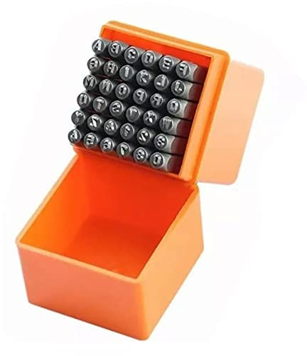Topyond Schlagzahlen,37 teiliges Stempelset aus Stahl, Kohlenstoffstahl, 26 Buchstaben, 9 Zahlen, 1 Symbol, 1 Herzform, Tragbarer Stempelstanzer aus Leder Und Metall
