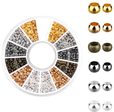 Mozeat Lens 720 stycken klämpärlor, blandade klämpärlor, brickor, klämrör, avståndshållare med förvaringslåda, avståndshållare för smyckestillverkning, armband, halsband, br