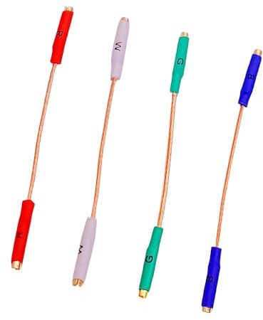 KOMITASUI 4 Pairs Turntable Headshell Lead Wires, 7N OFC Litz Wire Phono Cartridge Tonearm Cable, 24K Gold Plated Silver Soldered, Compatible with Technics Universal Record Player