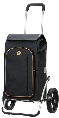 Andersen Einkaufstrolley - klappbar - 61 Liter - mit Kühlfach | Aufhängung für Einkaufswagen - belastbar 50 kg - Aluminium - Trolley - 3-Speichen-Rad Ø 25 cm - Royal Shopper Folke schwarz