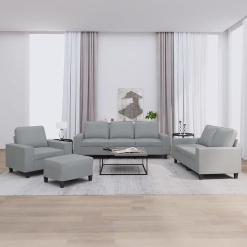 ZEYUAN 4-TLG. Sofagarnitur Hellgrau Stoff, Loungesofa, Sofas & Couches, Relaxsofa, Couch für Wohnzimmer, 3201874