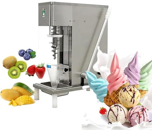 HYYKEJI Ice Cream Mixing Machine, 750W Commercial Frozen Yogurt Blender, with Stainless Steel Stirring Shaft, Self-Service Cleaning, 360° Stir Evenly, for Coffee Ice Cream Shop, Dessert Shop