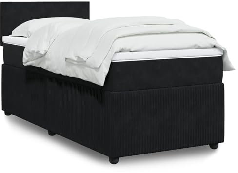 qohoio Boxspringbett mit Matratze Betten Mit Matratze Schlafzimmer Bett Boxspringbett Mit Matratze Schwarz 80x200 cm Samt - 3287586