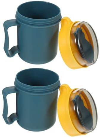 COLLBATH 2pezzi Tazza Per Microonde Con Coperchio e Cucchiaio Contenitore Per Yogurt Cereali e d Avena Adatta Per Colazione Zuppe e Snack