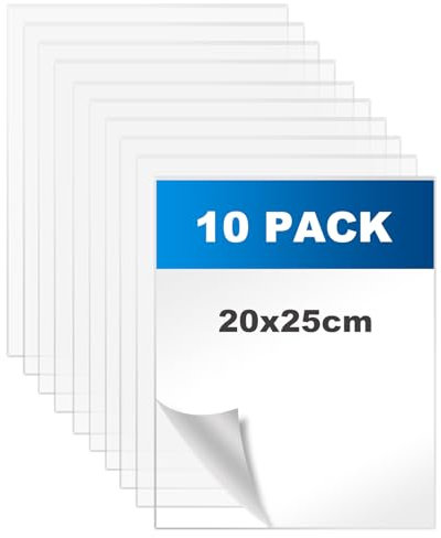 10 Pezzi 20x25cm Lastre Plexiglass 1mm Fogli acrilici in Trasparente Plexiglass Pannello Plexiglass per Decorazione Domestica, Visualizzazione di Progetti, Cornice, Pittura