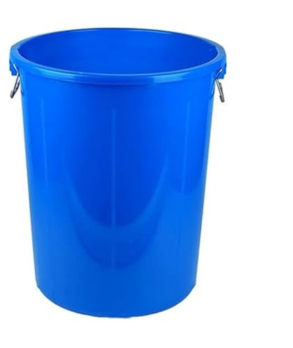 TINGMIAN 50L/60L/100L/160L/280L Large Plastic Storage Barrel,Food Grade Circular Water Storage Tank with Plastic Water Bucket Cover for Outdoor Camping, Household Emergency Water Tank(Blue Without Cov