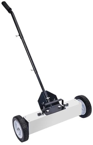 THYXGS Balayeuse Magnétique 24 avec Roues, Capacité De 28 LB, Force Magnétique De 1200 Gauss, avec Outil De Ramassage Magnétique Télescopique, Poignée Réglable, pour Ramasser Les Clous Et Les Vis